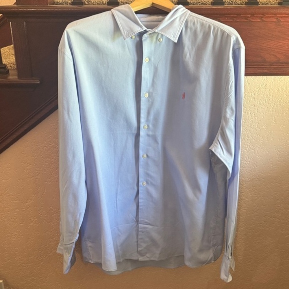 johnnie-O Light Blue Long Sleeve Dress Shirt Mens Size XL Preppy Business Casual